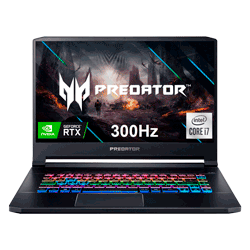 Notebook Acer Predator Triton 500 PT515-52-73L3 Intel Core i7-10750H / 16GB RAM / 512GB SSD / RTX 2070 8GB / Tela 15.6" FullHD  300 Hz - Abyssal Black