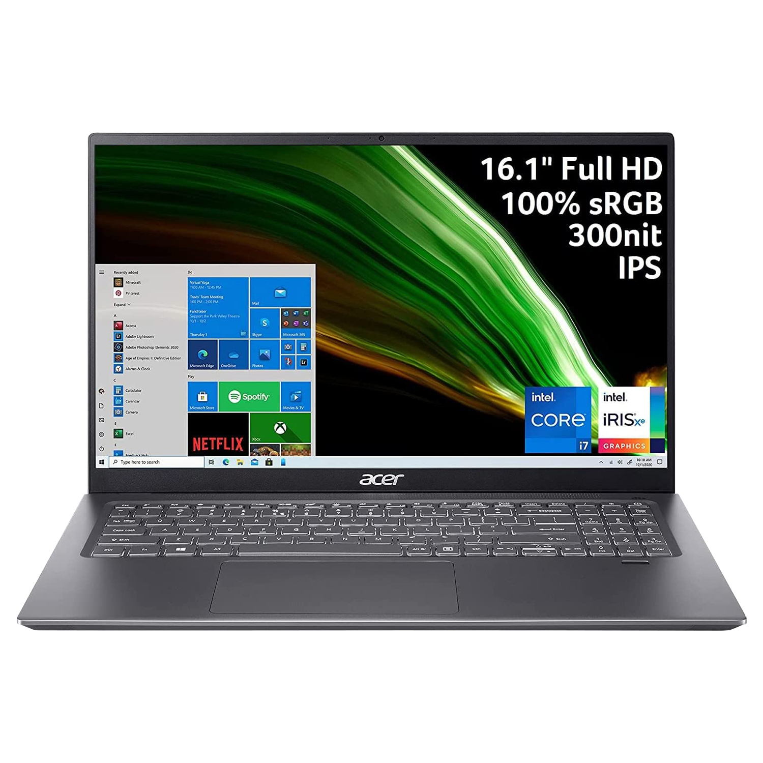 Notebook Acer Swift 3 SF316-51-55BH / Intel Core I5 11300H / Tela Full HD 16.1" / 8GB de RAM / 512GB SSD - Cinza
