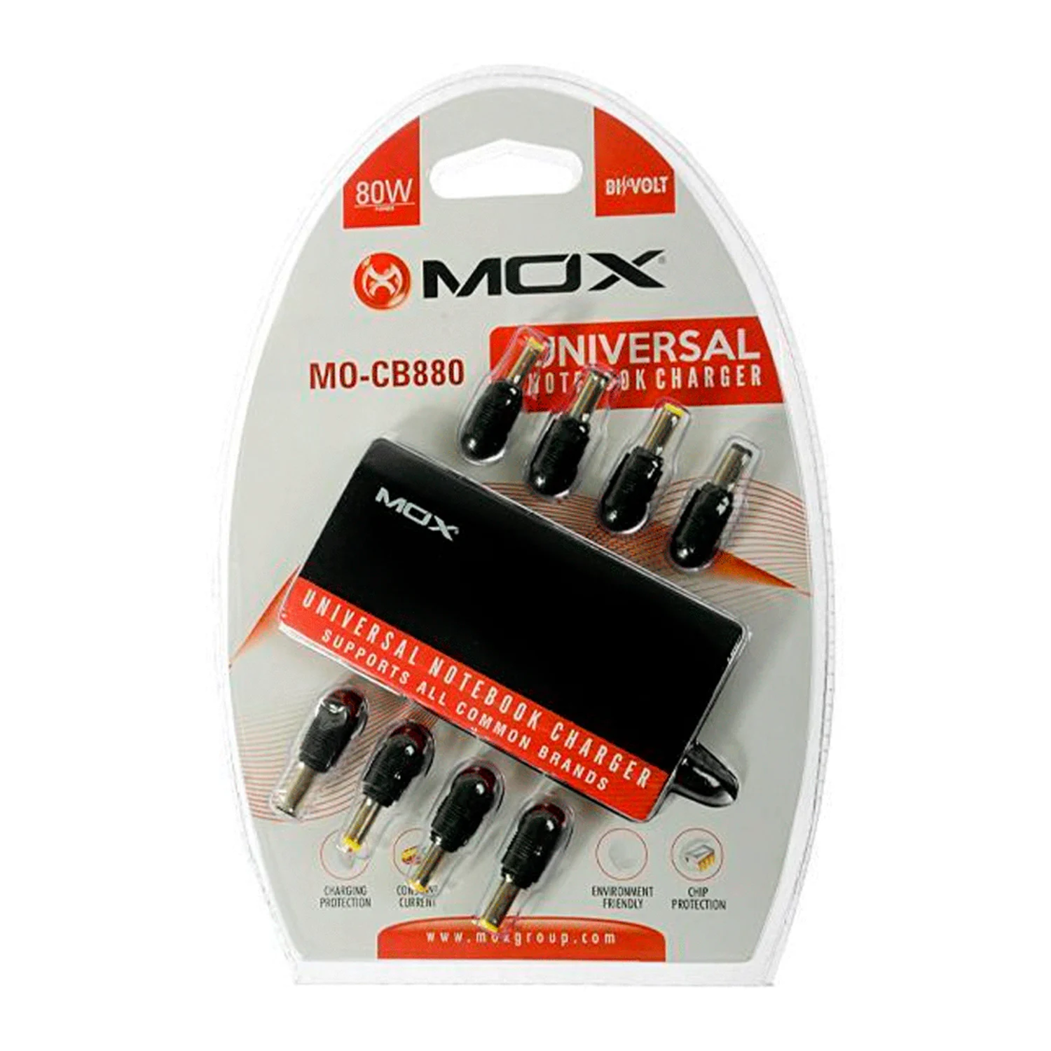 Carregador Universal Mox MO-CB880 Para Notebook 80W / Bivolt - Preto