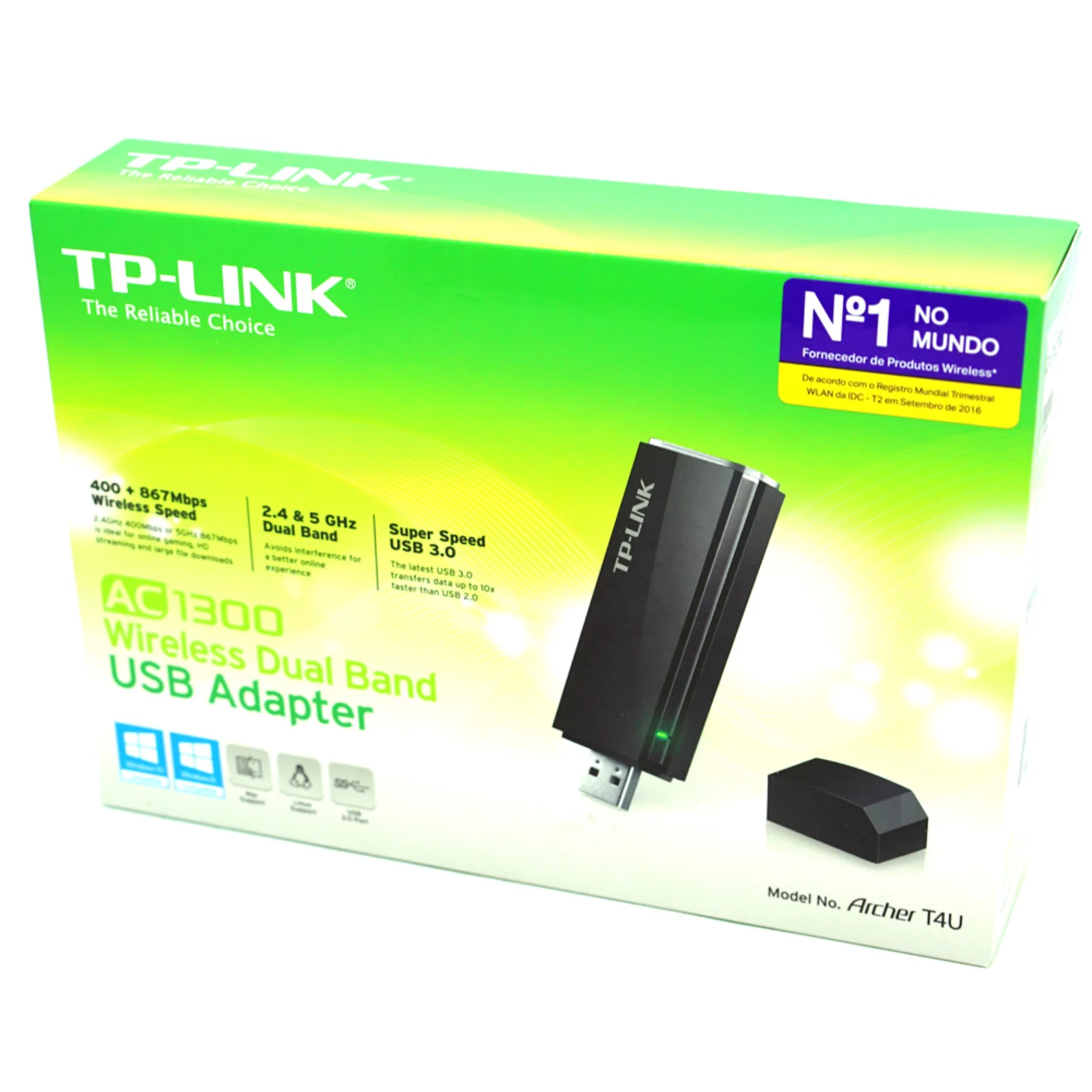 Adaptador USB Wireless TP-Link Archer T4U AC1300 Dual Band WiFi - Preto