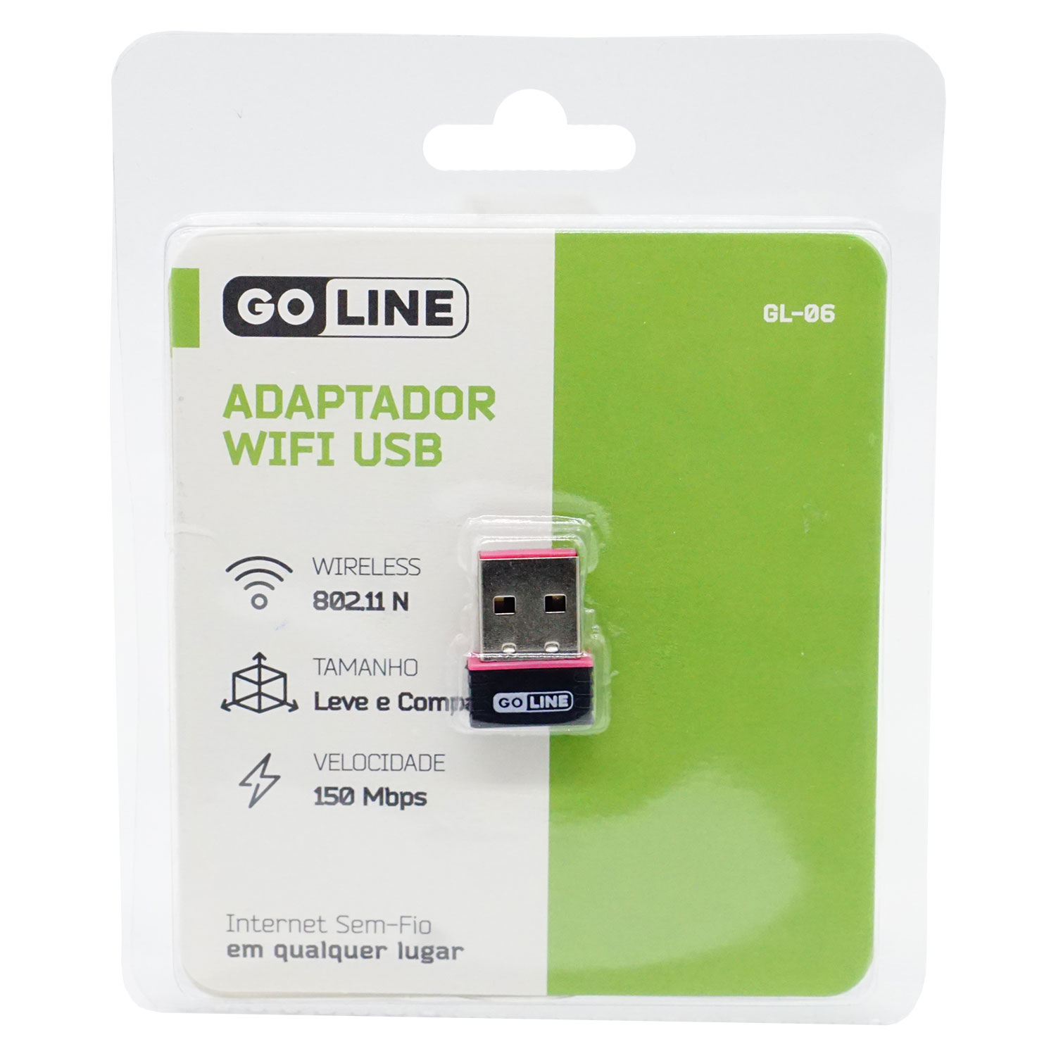 Adaptador WiFi GoLine GL-06 / 150MBps / Micro USB / Sem Antena - Preto