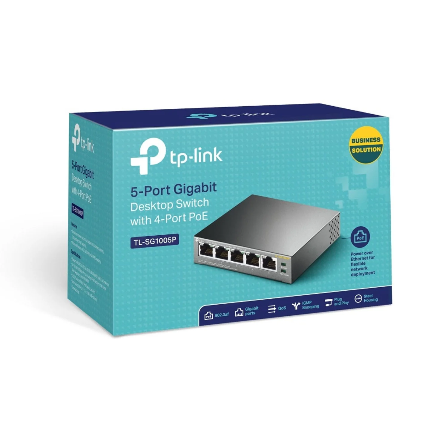 Hub Switch TP-Link TL-SG1005P / 5 Portas - Cinza