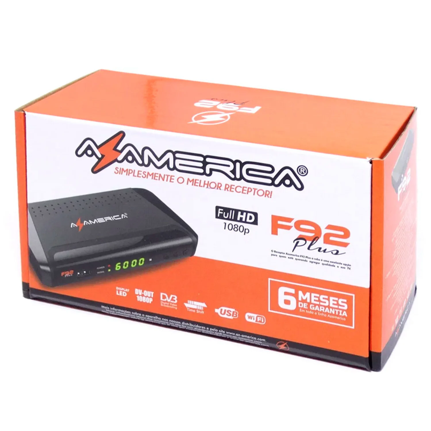 Receptor Azamerica F92 Plus HD / Wi-Fi / USB / HDMI - Preto
