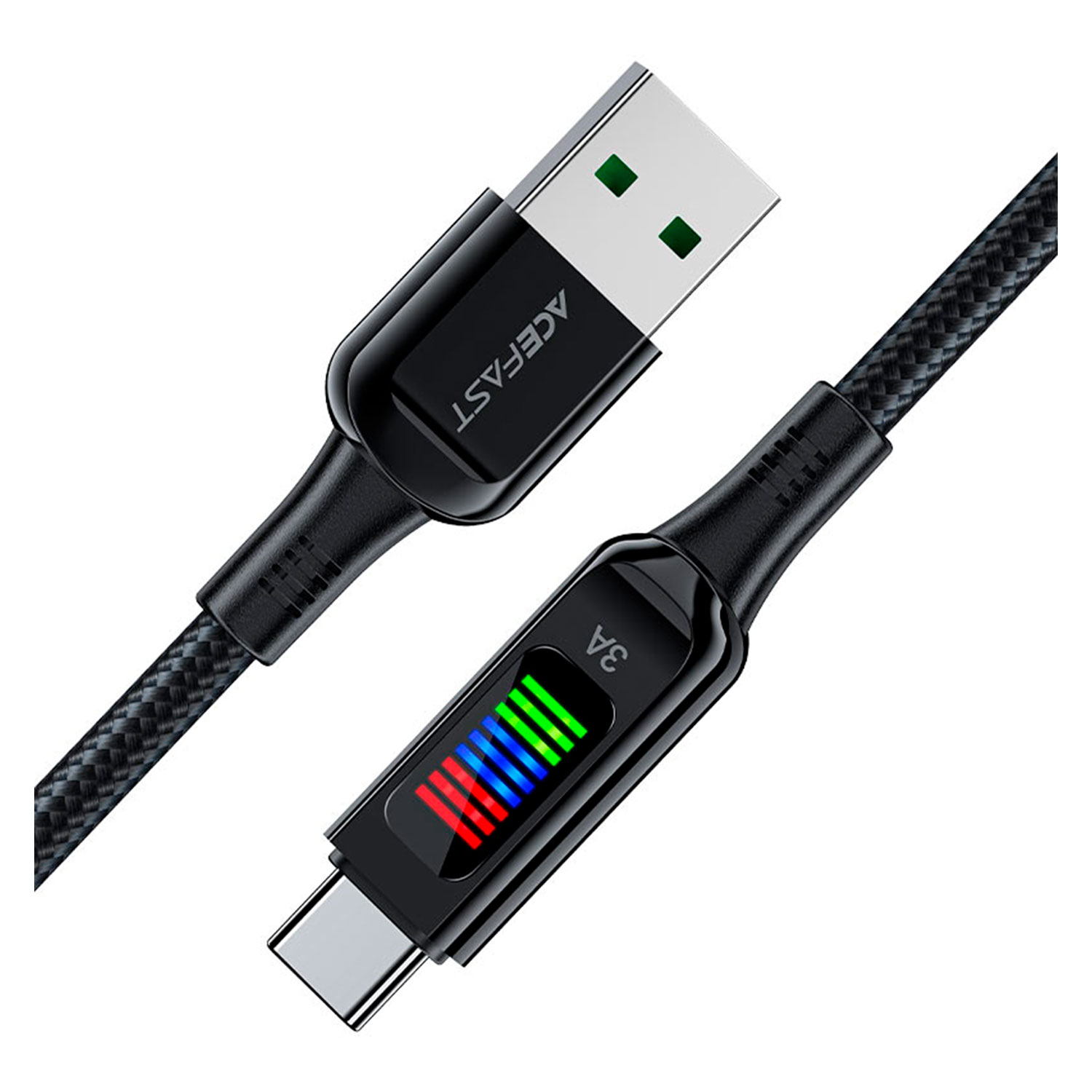 Cabo Acefast C7-04 USB-A para USB-C 60W 1.20 Metros - Preto