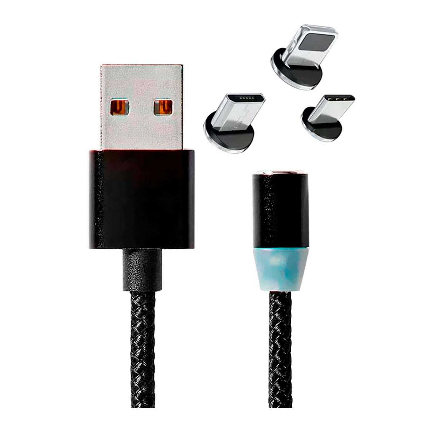 Cabo Magnético Smartzla USB 2.0 a Lightning Type-C Micro USB SAT-C005 1M - Preto
