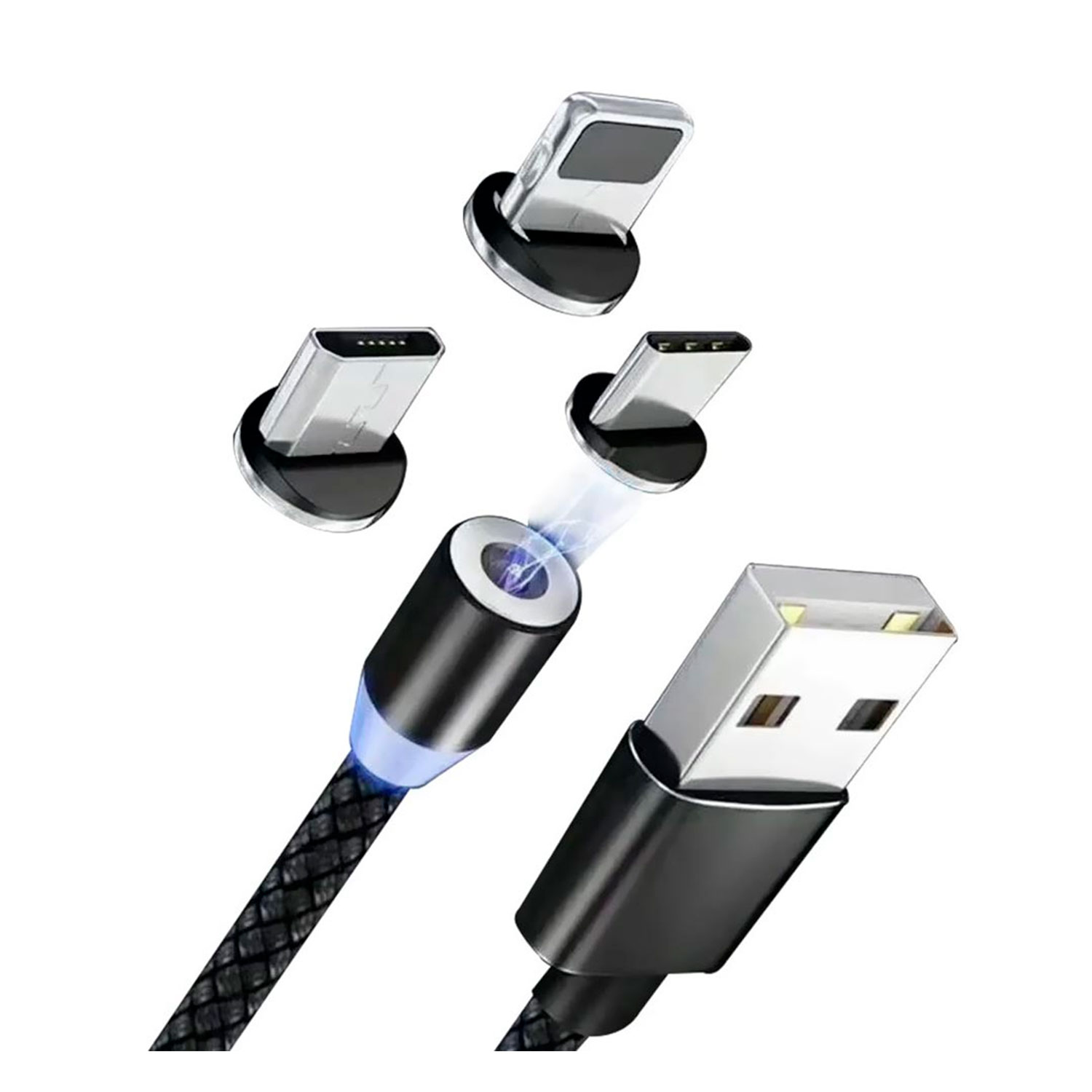 Cabo Magnético Smartzla USB 2.0 a Lightning Type-C Micro USB SAT-C005 1M - Preto
