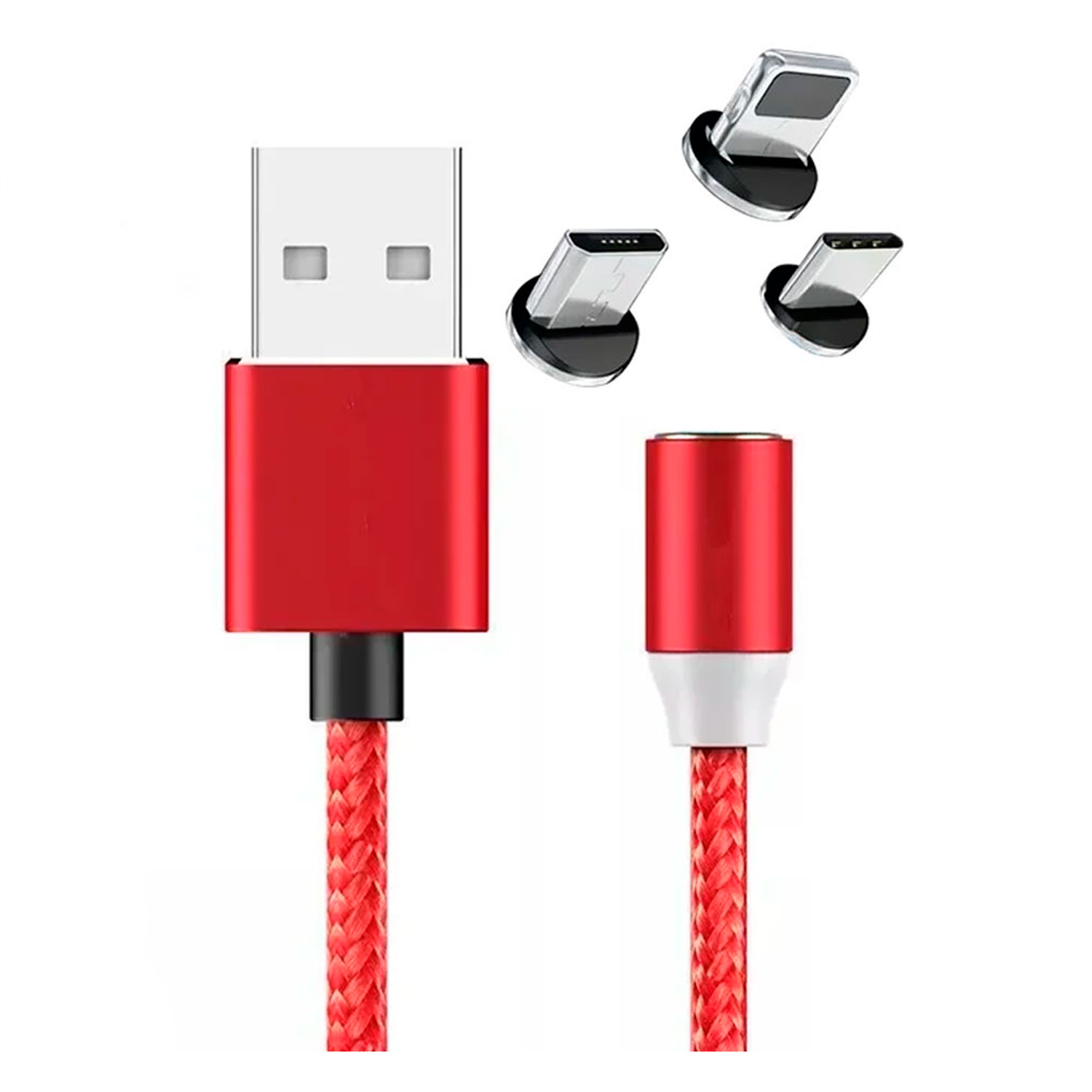 Cabo Magnético Smartzla USB 2.0 a Lightning Type-C Micro USB SAT-C005 1M - Vermelho 
