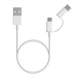 Cabo Xiaomi Micro-USB + USB-C SJX01ZM 30CM / 2 em 1 - Branco