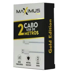 Cabo de dados Gold Edition Maximus GE-M03 iOS Lightning / 2 metros - Branco