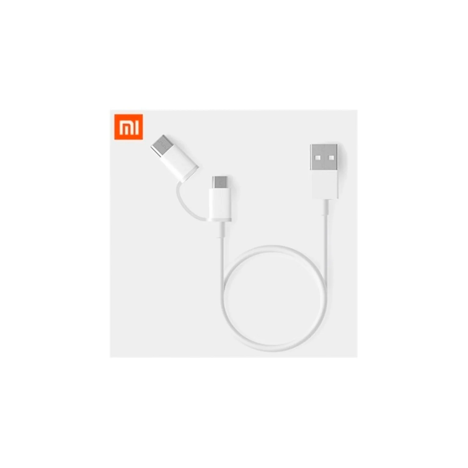 Cabo Xiaomi Micro USB + USB C SJX02ZM 1 Metro / 2 em 1 - Branco