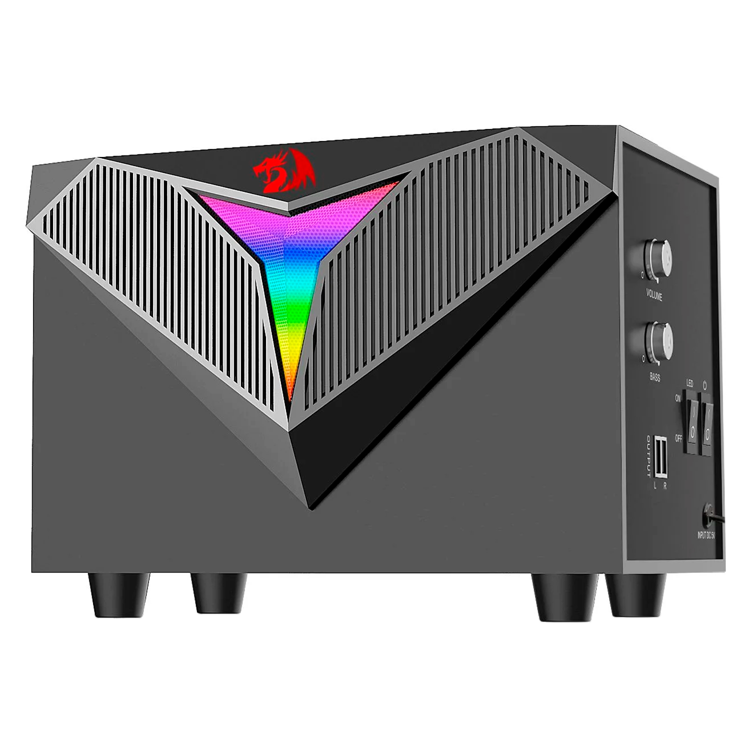 Caixas de Som e Subwoofer Gamer Redragon Toccata GS700 RGB P2 USB Auxiliar - Preto