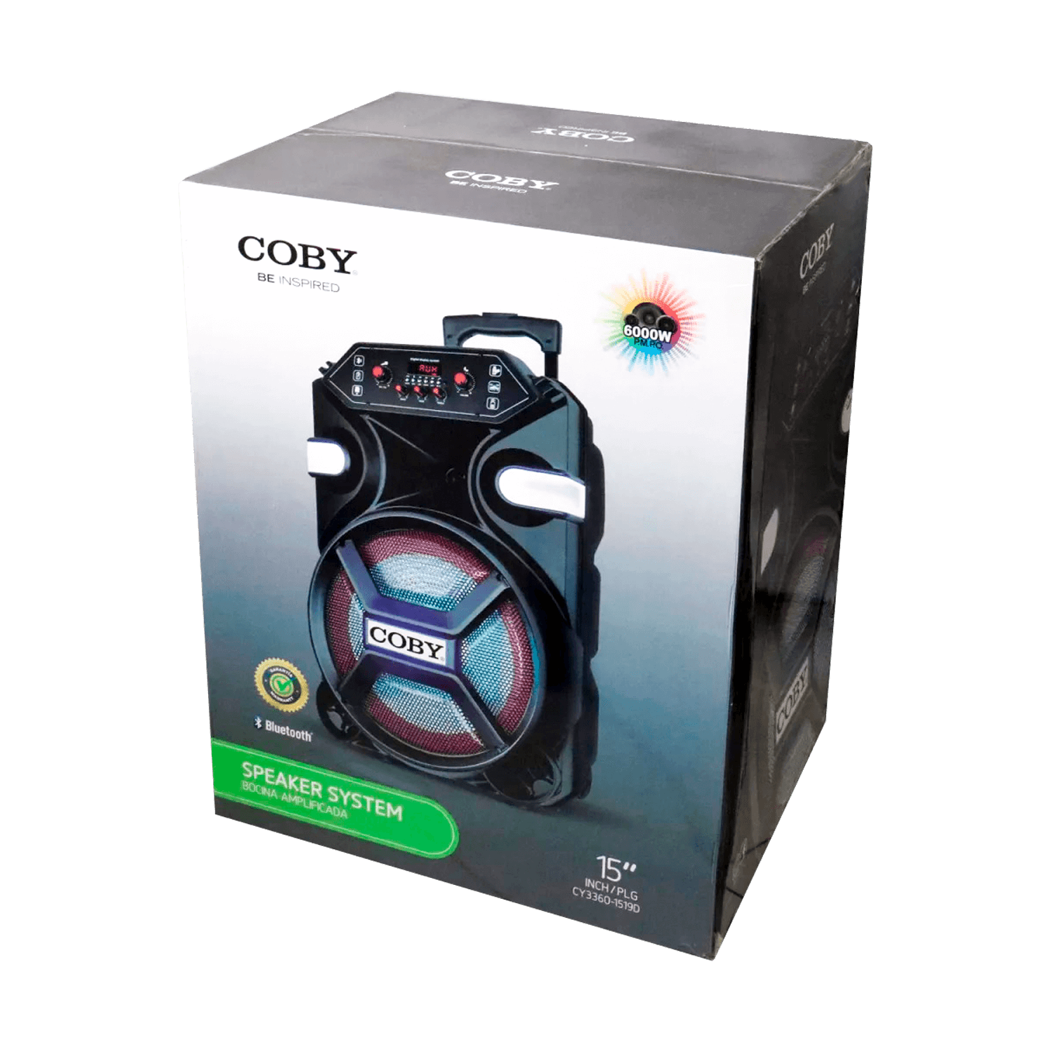 Caixa de Som Coby CY3360-1519D 15" / Microfone / USB / Bluetooth / SD / FM / AUX - Preto