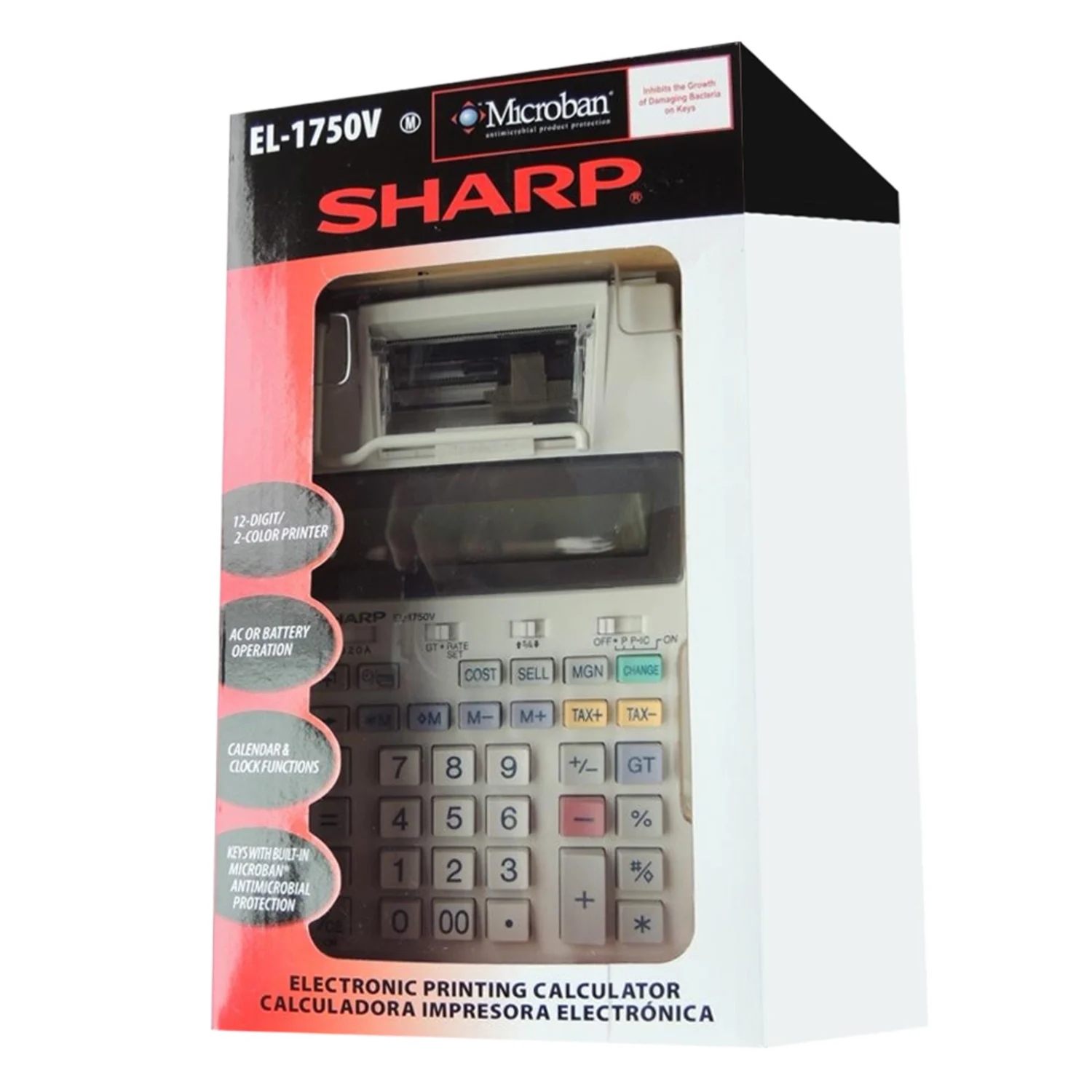 Calculadora Sharp EL-1750 / Pilha / com entrada pra fonte - branco