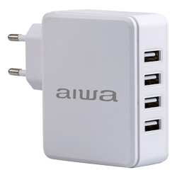 Adaptador de Tomada USB Aiwa AWCSWC4P 4 Saidas / Bivolt - Branco