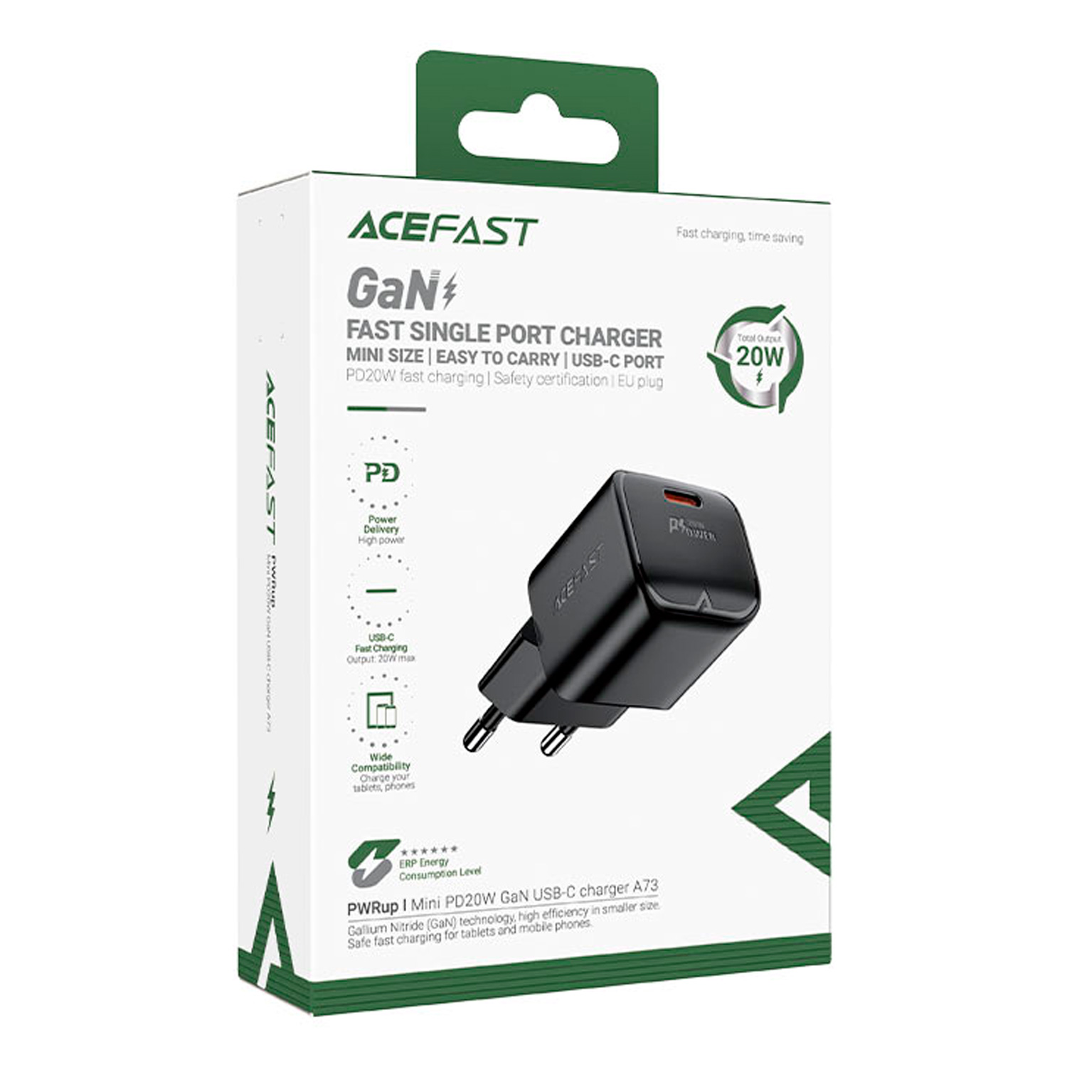 Carregador Acefast A73 20W USB-C - Preto
