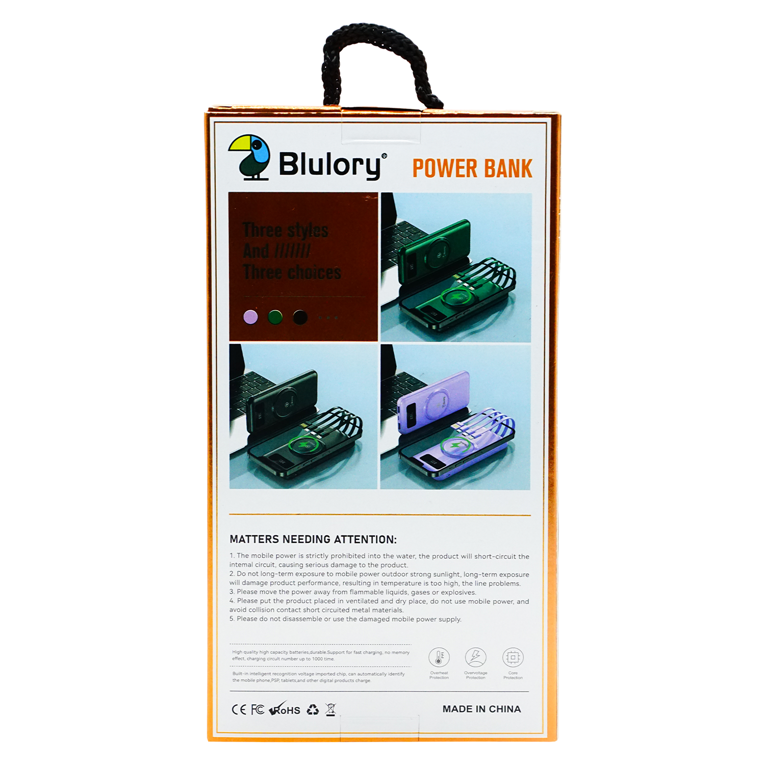 Carregador Blulory Power Bank / Wireless / 2 USB-4 Cabos / 10000MAH - Verde
