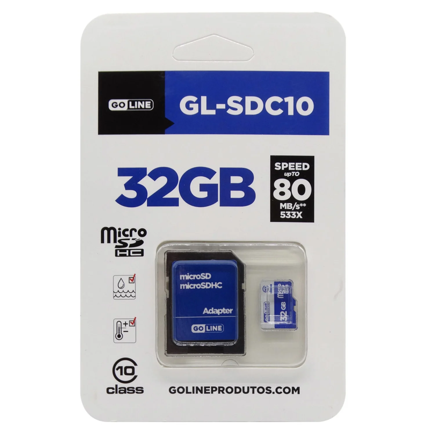 Cartão de Memória Micro SD GoLine GL-SDC10 32GB / Classe 10 / 80Mbs