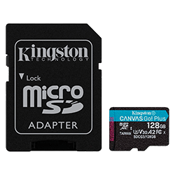 Cartão de Memória Micro SD Kingston U3 128GB 170MBs Canvas GO - SDCG3/128GB
