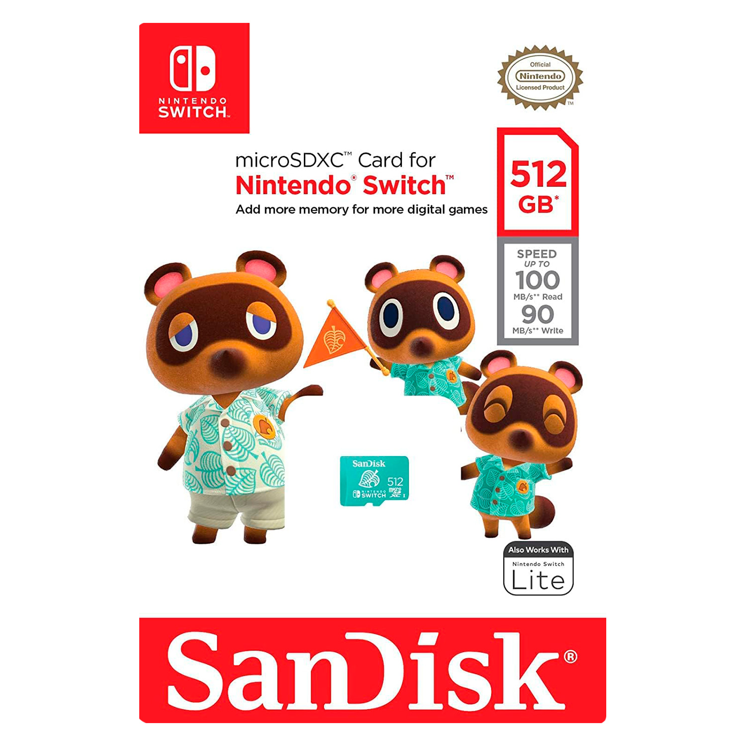 Cartão de Memória Micro SD SanDisk Nintendo Switch 512GB 100Mbs - SDSQXAO-512G-GNCZN