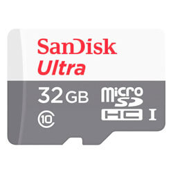 Cartão de Memória Micro SD Sandisk Ultra 32GB 100MBs - SDSQUNS-032G-GN3MA