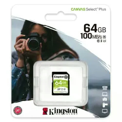 Cartão de Memória SD Kingston Canvas Select 64GB 100MBs - SDS2/64GB