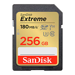 Cartão de Memória SD Sandisk Extreme 256GB / C10 / 180MBs - (SDSDXVV-256G-GNCIN)

