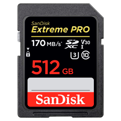 Cartão de Memória SD Sandisk Extreme Pro C10 512GB / 170MB/s - (SDSDXXD-512G-GN4IN)