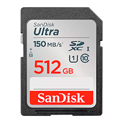 Cartão de Memória SD Sandisk Ultra 512GB / 150MBS / C10 - (SDSDUNC-512G-GN6IN)