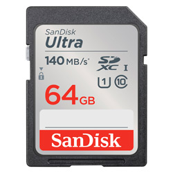 Cartão de Memória SD Sandisk Ultra 64GB 140MBS C10 - SDSDUNB-064G-GN6IN
