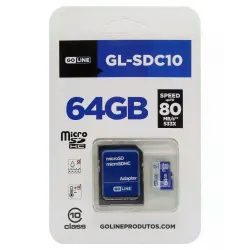 Cartão de Memória Micro SD GoLine GL-SDC10 64GB / C10 / 80Mbs