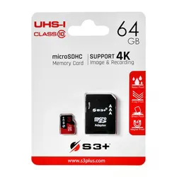 Cartão de Memória Micro SD S3+ S3SDC10U1-64GB C10 64GB - Preto e Vermelho