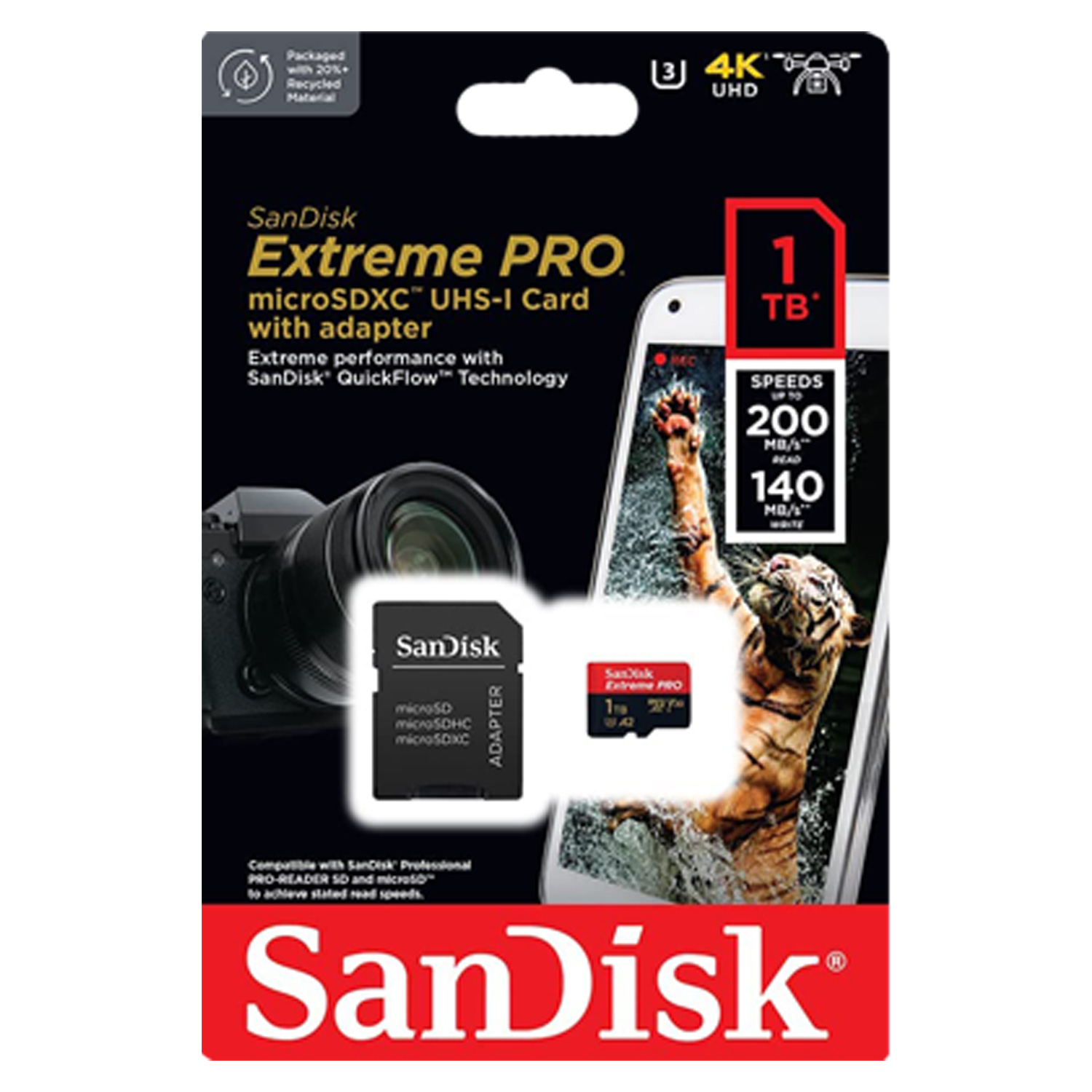 Cartão de Memória Micro SD Sandisk Extreme Pro 1TB 
- (SDSQXCD-1TB-GN6MA)
