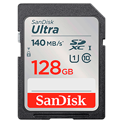 Cartão de Memória SD Sandisk 128GB / C10 / 140MBS - (SDSDUNB-128G-GN6IN)