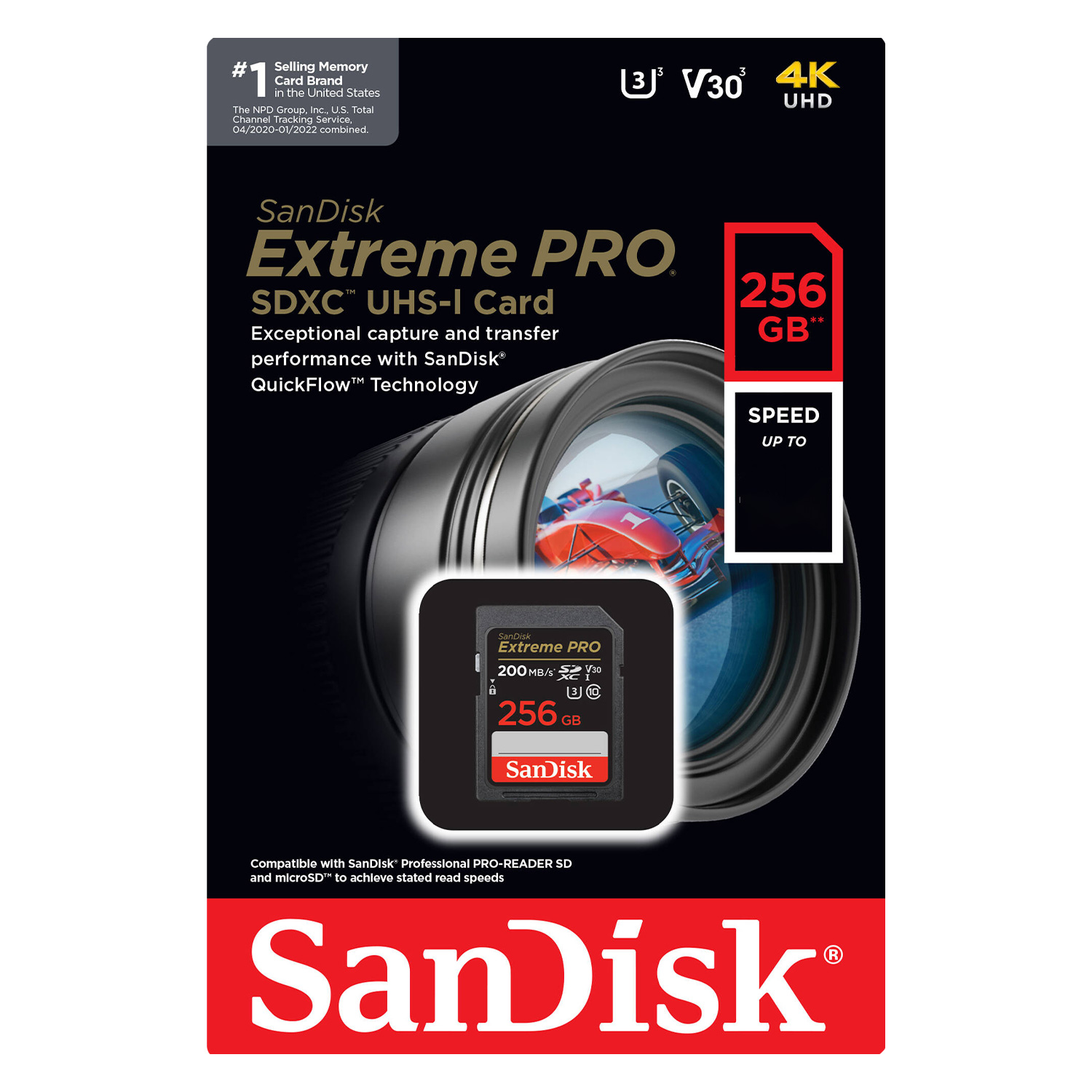 Cartão de Memória SD Sandisk Extreme Pro U3 256GB - (SDSDXXD-256G-GN4IN)