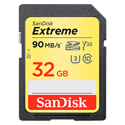 Memória SD C10 Sandisk Extreme 32GB / 90MB/s - SDSDXVE-032G-GNCIN