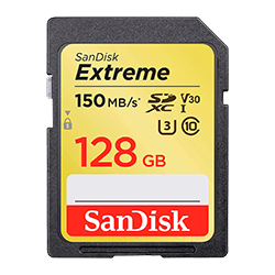 Memória SD U3 128GB 150MBS Sandisk Extreme SDSDXV5-128G-GNCIN