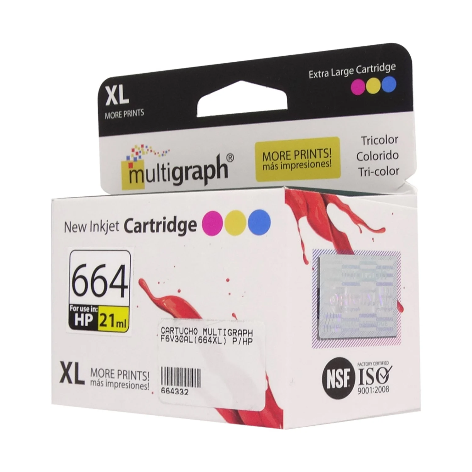 Cartucho Multigraph 664XL F6V30AL para impressoras HP - color