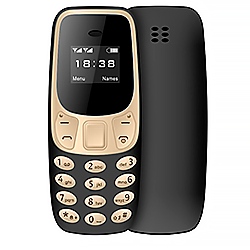 Celular Mini Super Small BM10 Dual SIM Tela 0,66" - Preto Dourado (Replica Nokia)	
