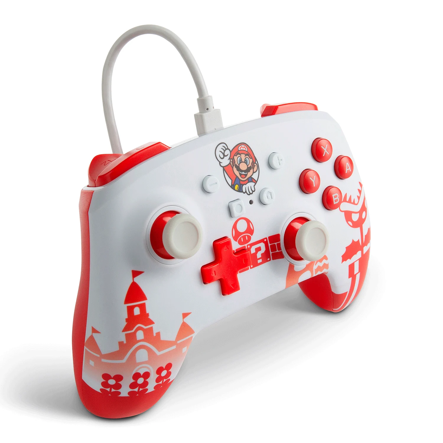 Controle PowerA Enhanced Wired para Nintendo Switch Mario - Vermelho e Branco (PWA-A-02521)