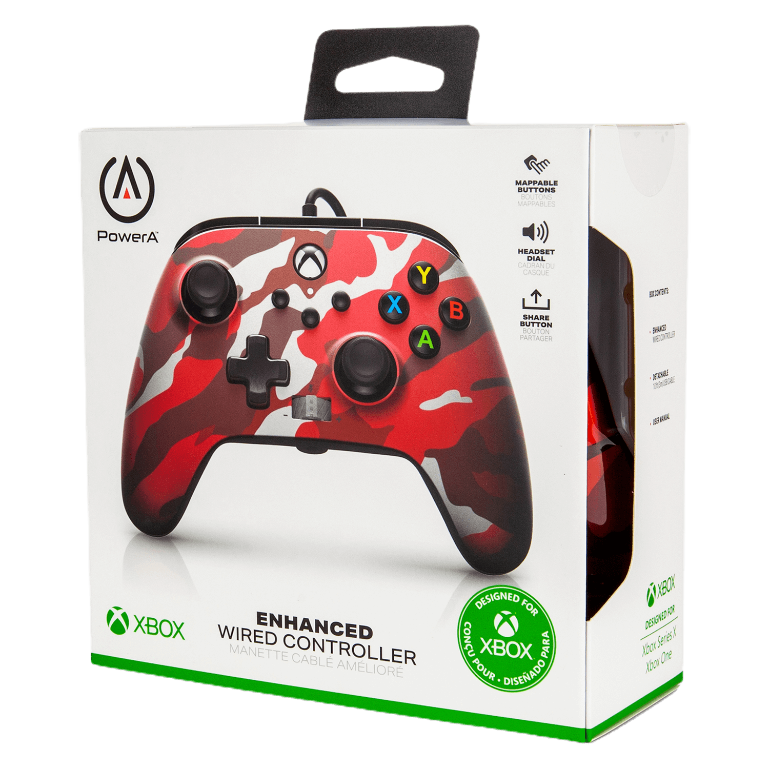 Controle PowerA Enhanced Wired para Xbox One - Metallic Red Camo (PWA-A-2507)