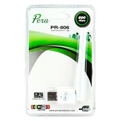 Adaptador USB WiFi Pera PR-806 600MBP Com Antena - Branco