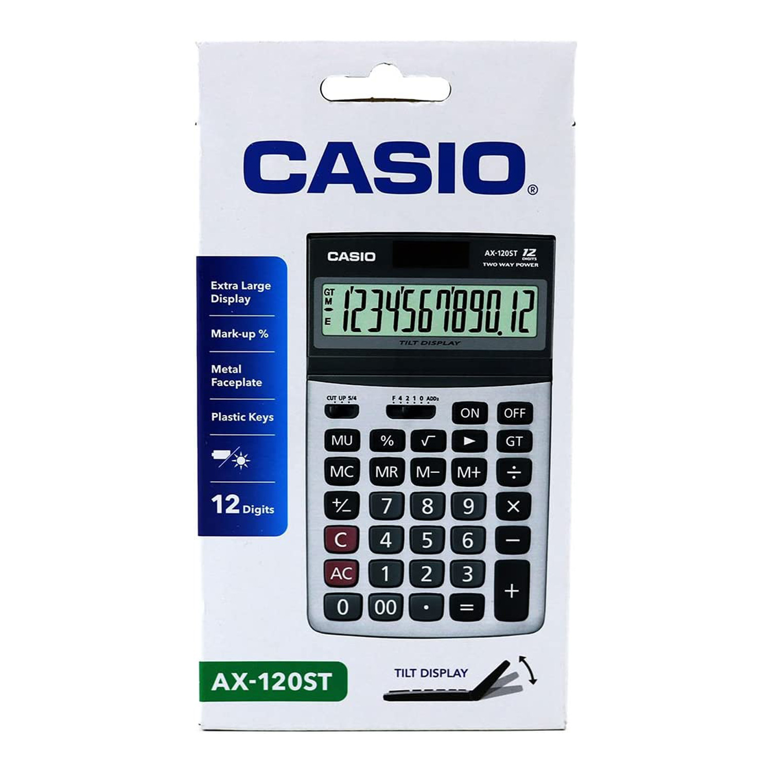 Calculadora Casio AX-120ST-W-DP / 12 Dígitos - Cinza