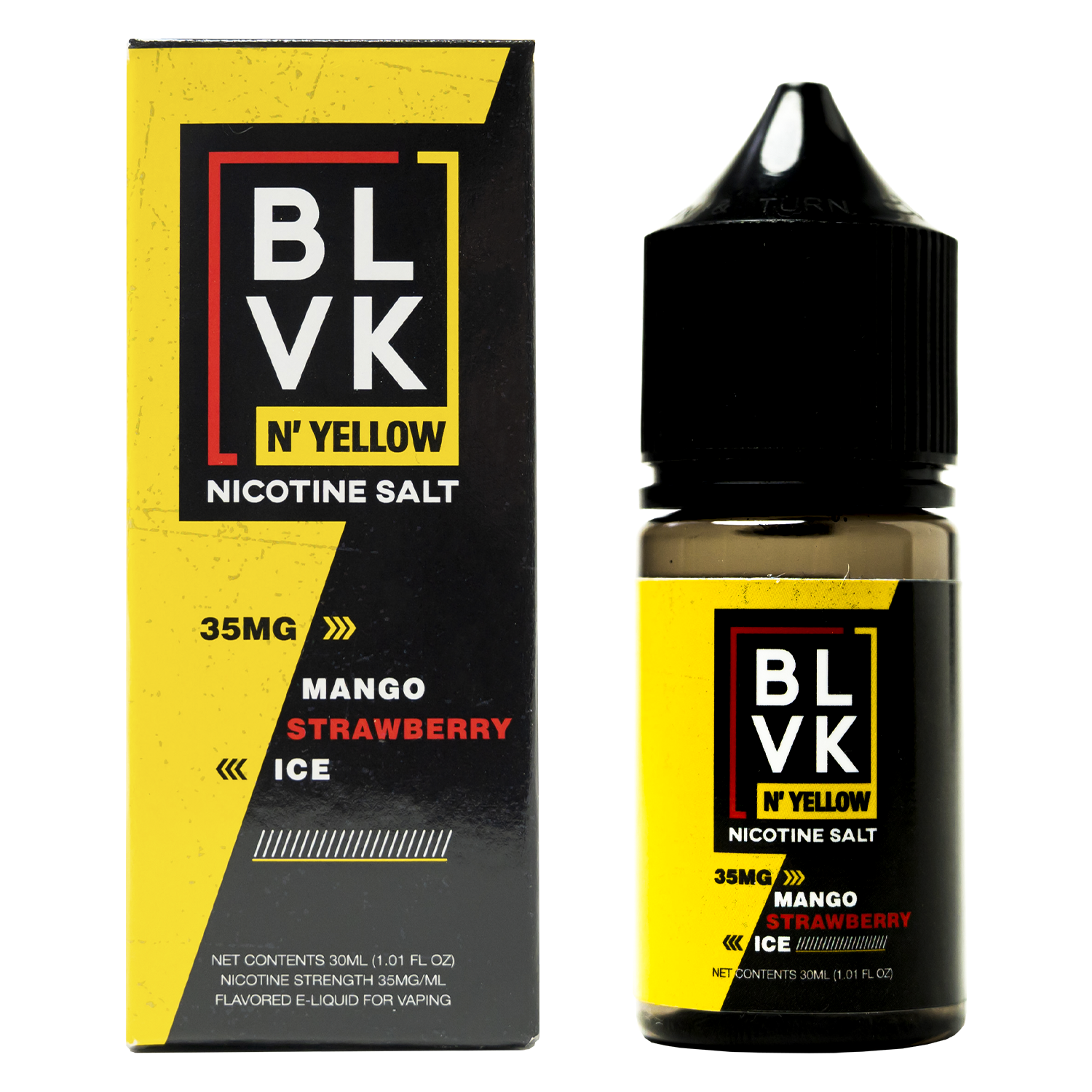 Essência para Vape Salt BLVK N' Yellow 35MG / 30ML - Mango Strawberry Ice