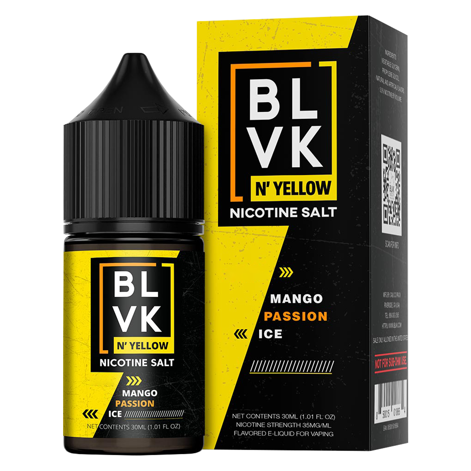 Essência para Vape Salt BLVK N' Yellow 50MG / 30ML - Mango Passion Ice