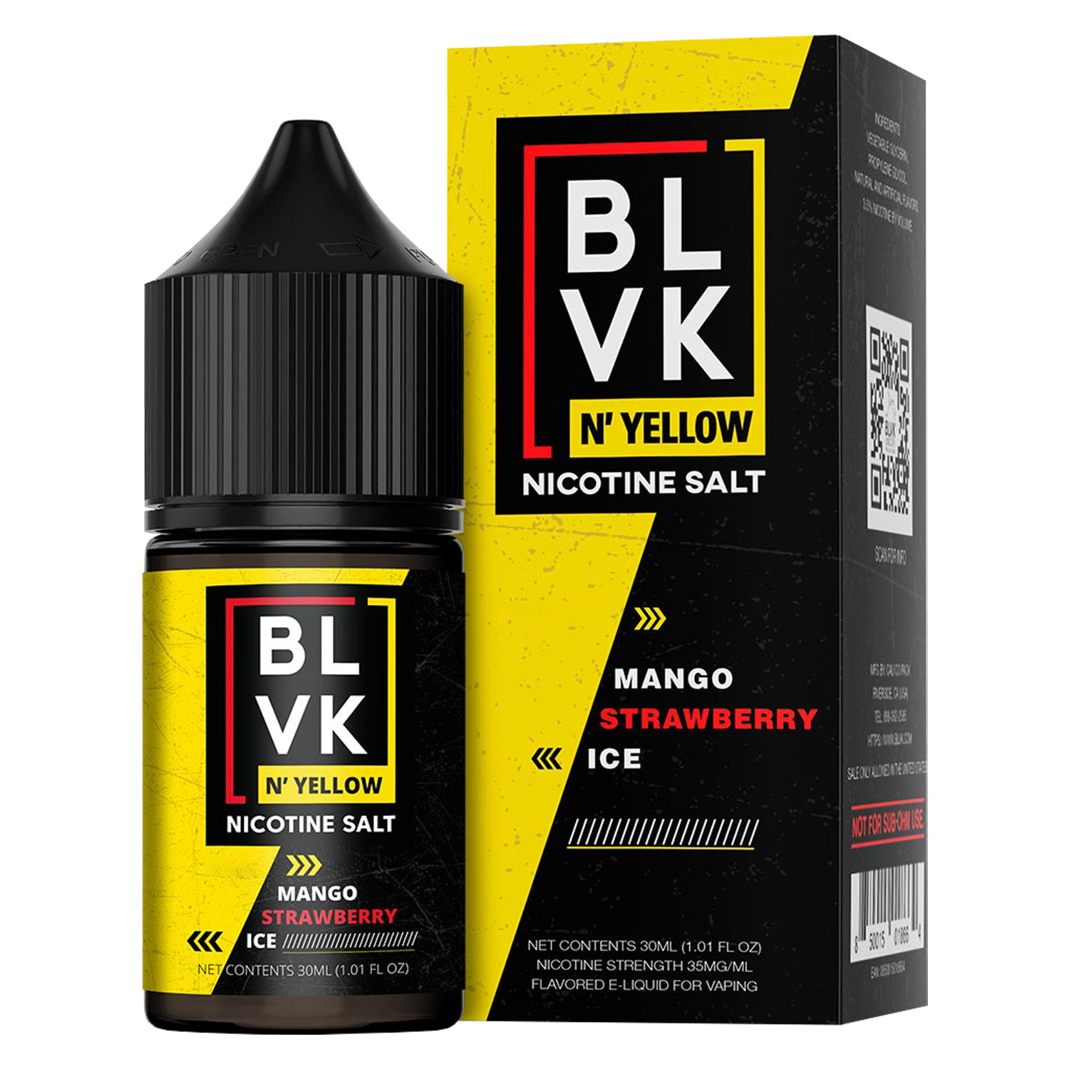 Essência para Vape Salt BLVK N' Yellow 50MG / 30ML - Mango Strawberry Ice