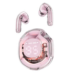 Fone de Ouvido Yookie ES45 Wireless - Rosa Transparente