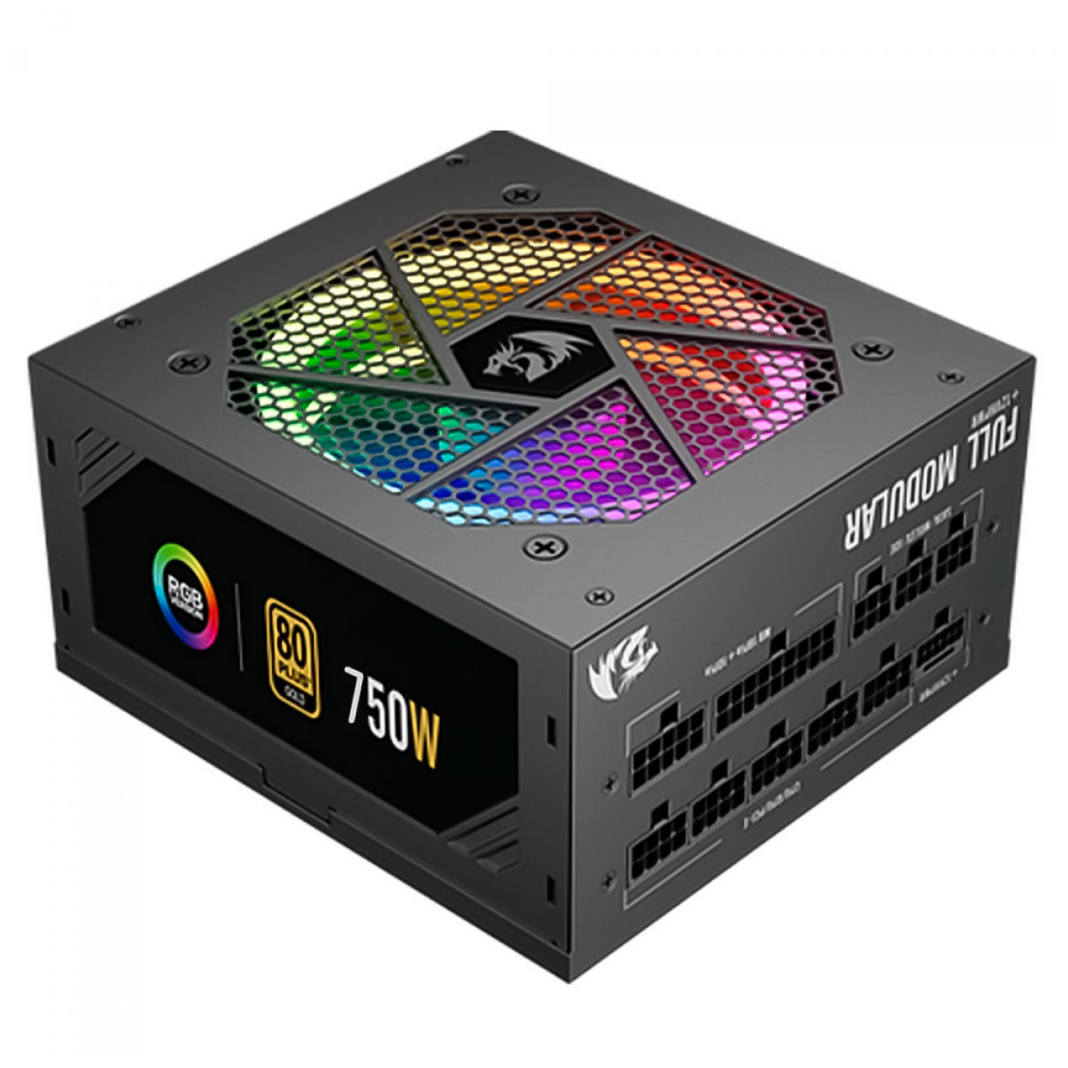 Fonte Redragon RGPS GC-PS006-1 ATX 750W 80 Plus Gold  PFC Ativo Full Modular Bivolt RGB - Preto