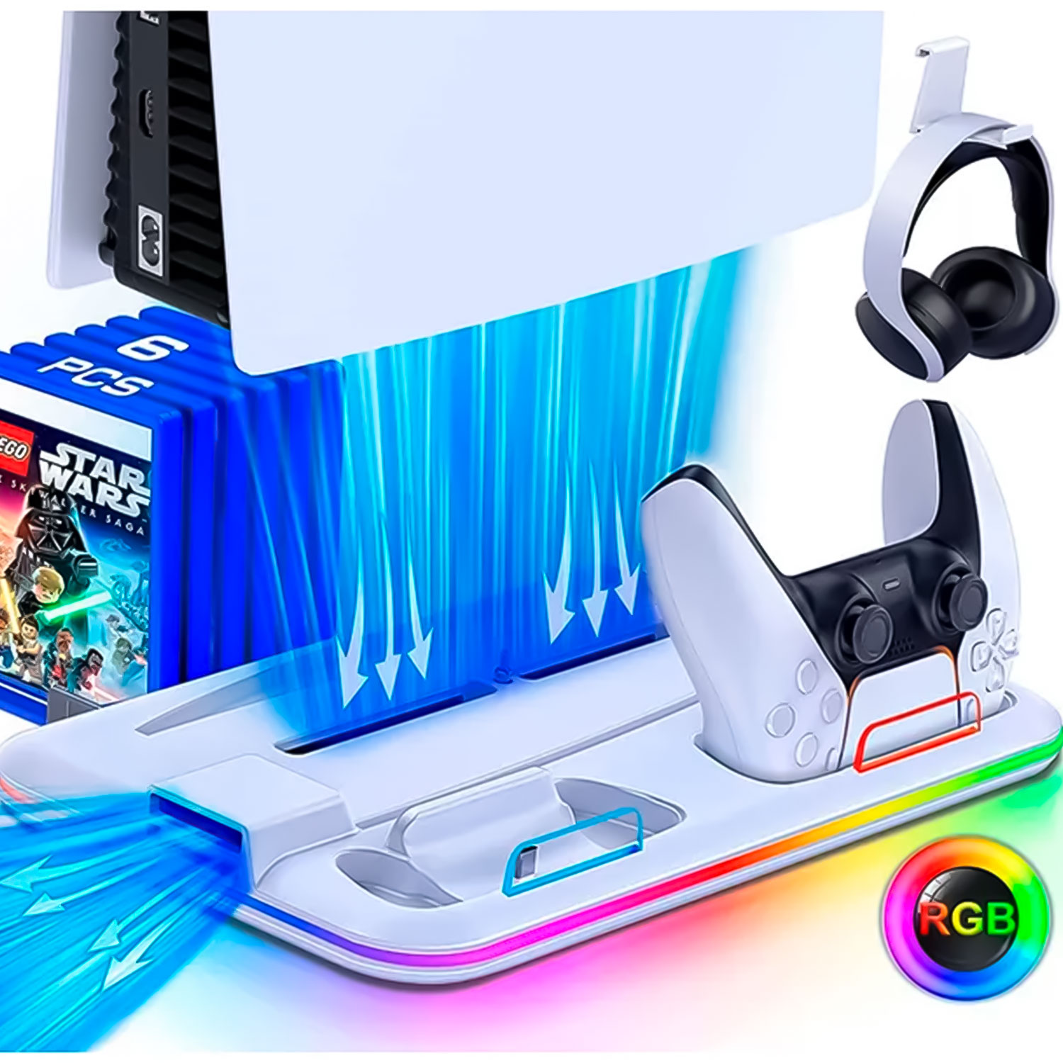 Base de Carregamento Multifuncional SKT-DZ501 RGB para Playstation 5
