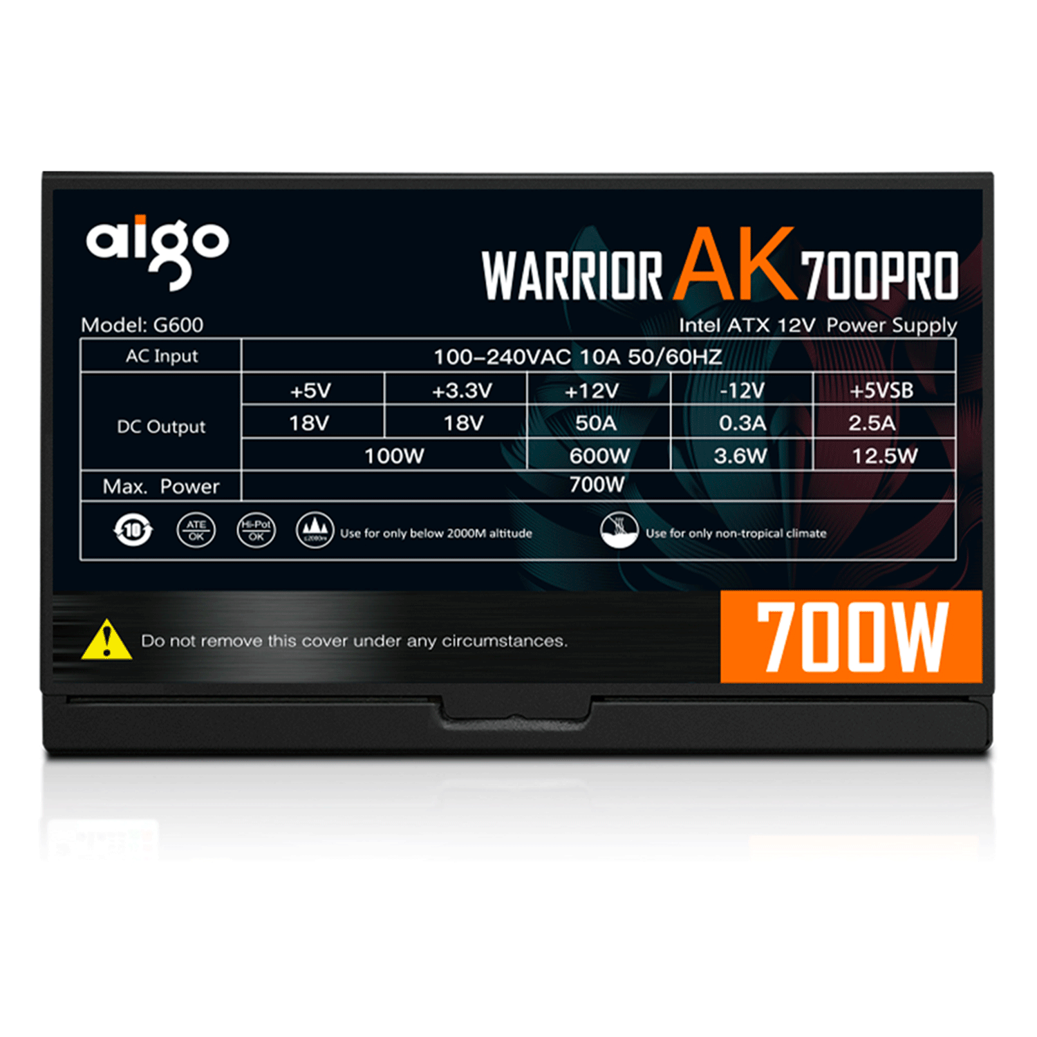 Fonte Aigo AK700 Pro ATX 700W Real / PFC Ativo / 220V