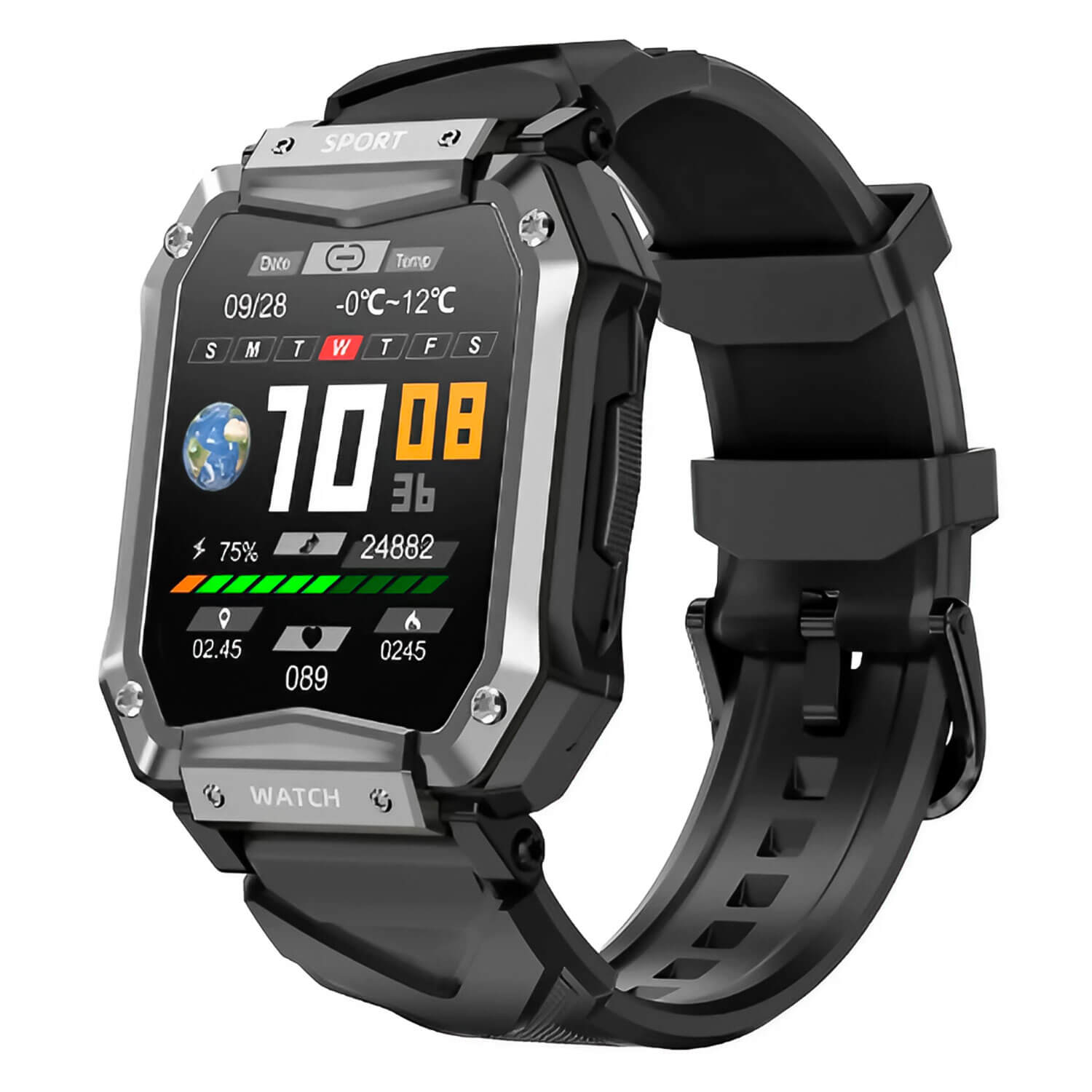 Smartwatch T15 46mm - Preto